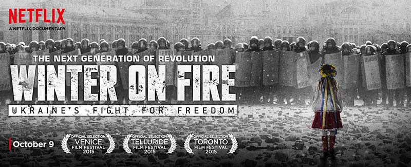 Flyer de la serie documental Winter On Fire disponible en Netflix